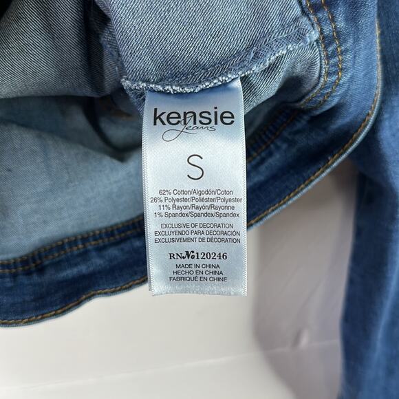 KENSIE JEANS Dark Wash Denim Jean Button Up Long Sleeve Jacket Size Small - Picture 8 of 11